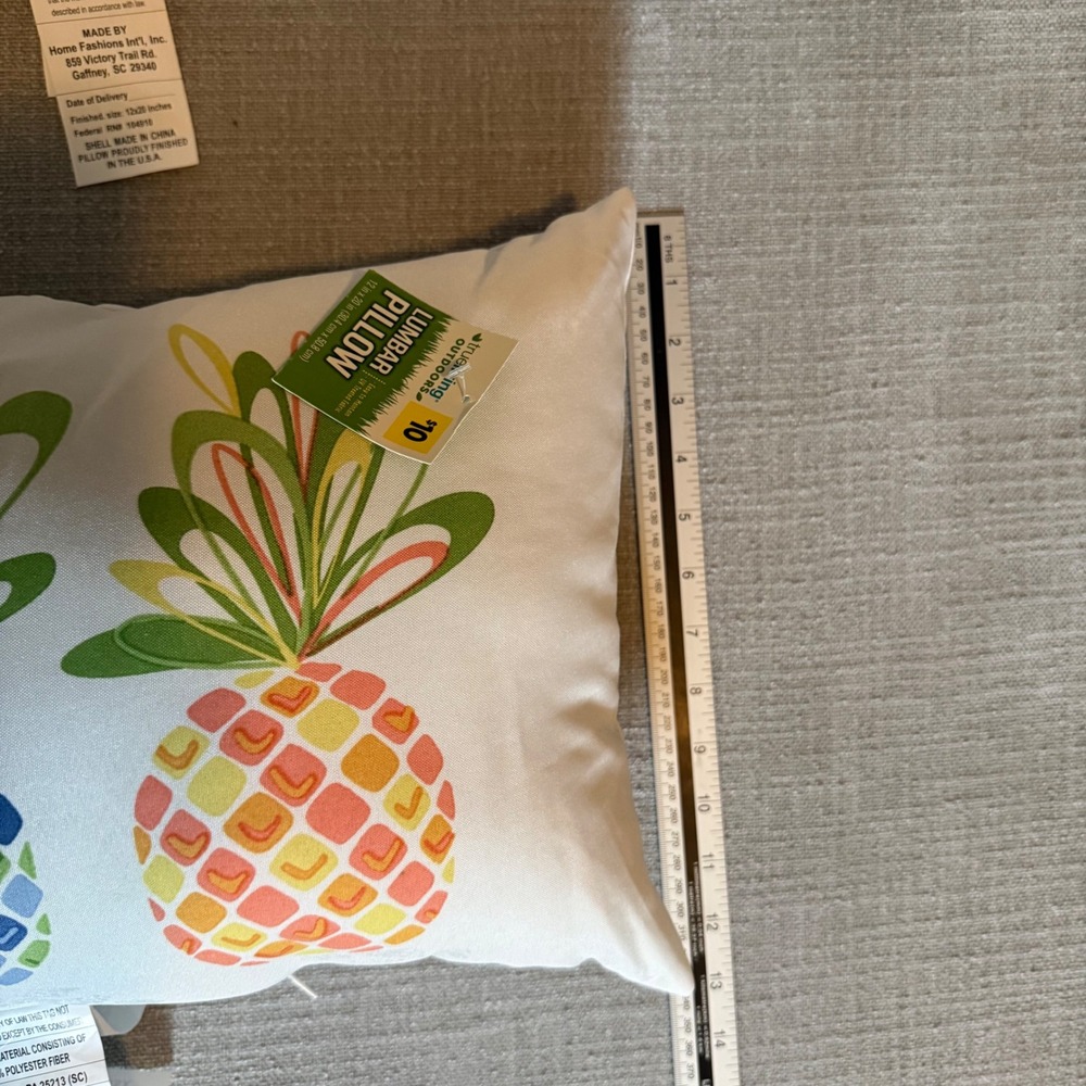 2pc Tropical Pineapple Lumbar Pillow Outdoor Decorative White True Living - Picture 4 of 4